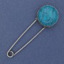 Broșă cu ac «turcoaz» 78×24 mm +/- culoare metal argintiu
