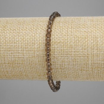 Brățară din cuart fumuriu, mărgele tăiate de 4 mm, lungime 18 cm, pe elastic