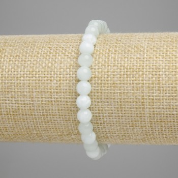 Brățară din angelit cu mărgele netede de 6 mm, lungime 18 cm, pe elastic