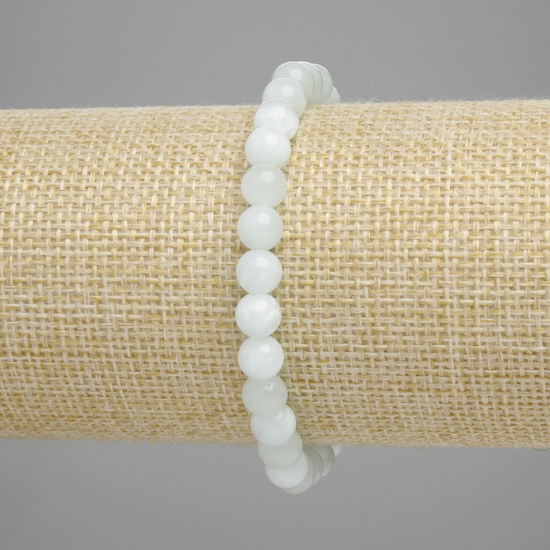 Brățară din angelit cu mărgele netede de 6 mm, lungime 18 cm, pe elastic