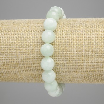 Brățară din angelit, bile netede 10 mm, lungime aproximativă 18 cm, elastic