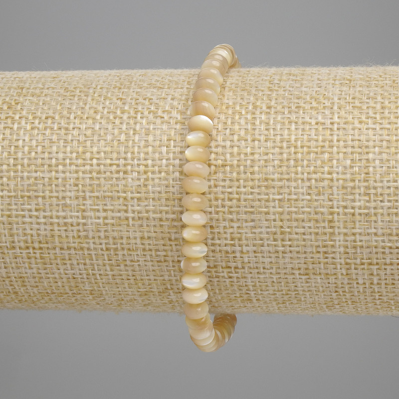 Brățară din sidef bej, rondele de 5x2,5 mm, lungime 18 cm, extensibil