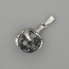 Pandantiv din obsidian zăpezit în formă de labă cu bilă, 18×37 mm, metal argintiu