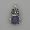Pandantiv Bufnița cu sodalit, metal argintiu, diametru 30×20 mm, lungime 37 mm +/-