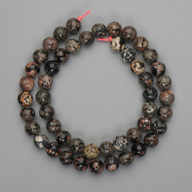 Mărgele din obsidian, sferice, netede, 7,5 mm, lungime 39 cm, pe șnur