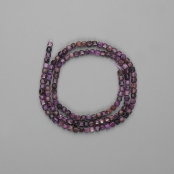 Mărgele din charoit, cuburi fațetate 3×3 mm, lungime 39 cm, pe fir