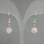 Cercei din cuarț roz, bilă netedă, diametru 8 mm ±, lungime 30 mm+