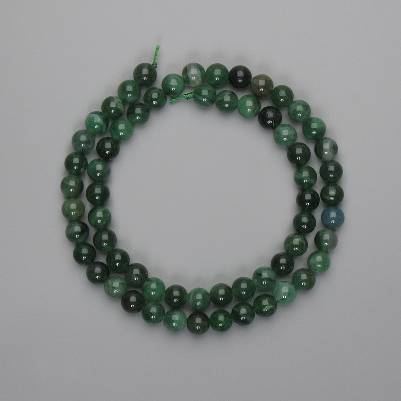 Mărgele de smarald, bilă netedă, 6 mm, lungime 39 cm+