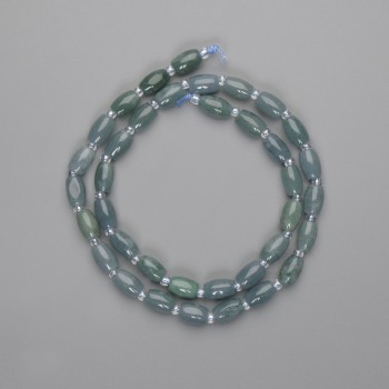 Mărgele barilo din jadit 8x5 mm +- mărgele de 3 mm +-, lungime 39 cm +