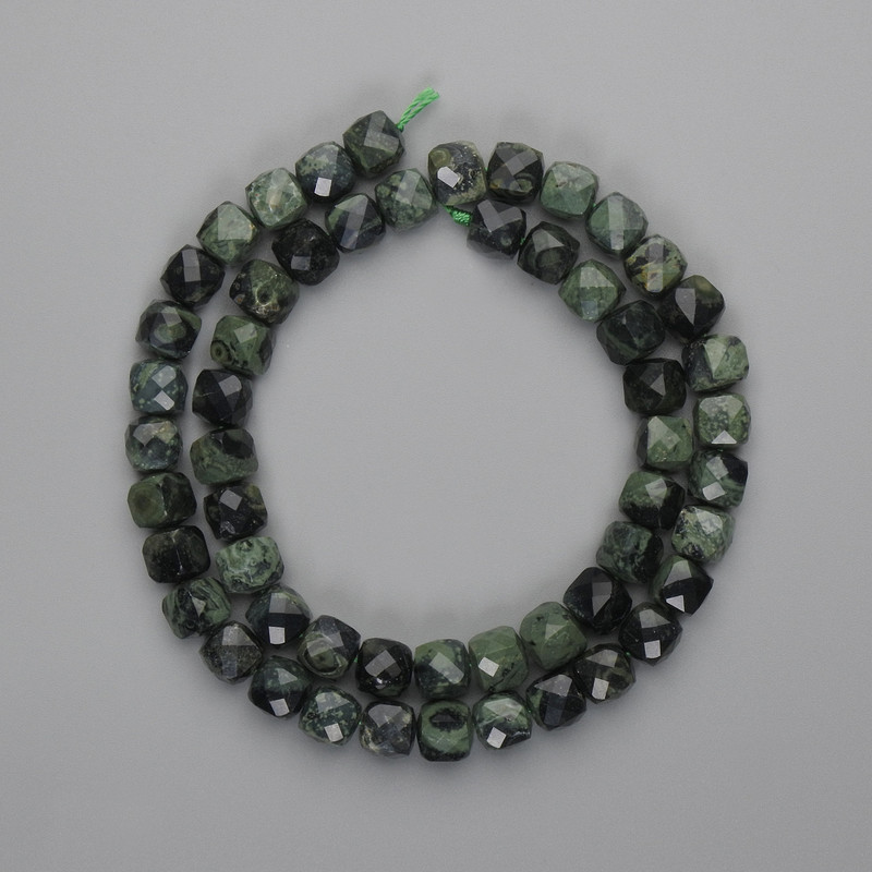 Mărgele din jasper oceanic, cub facetat 7×7 mm ±, lungime 39 cm+