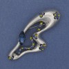 Broșă-pendulă Accent cu strasuri din metal argintiu 73×32 mm+