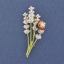 Broșă pandantivă Buchet cu Soare email auriu, metal 52×27 mm+