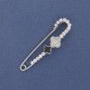 Broșă-pin cu trifoi cu patru foi, 58x15 mm, argintiu