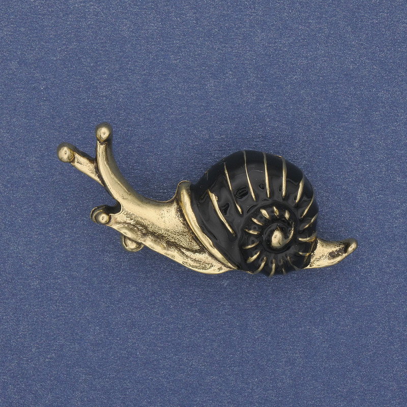 Broșă «Melc» email auriu metal 39×22 mm+