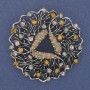 Broșă-pendulă Accent, cu strasuri colorate, metal argintiu, 51 mm+
