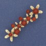 Broșă «Florițe» din carneol natural, metal placat cu aur, 55×17 mm+