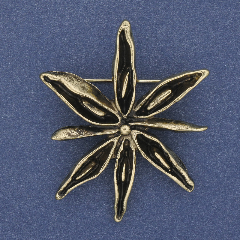 Broșă «Floare» din metal auriu 47 mm+