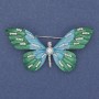 Broșă Fluture cu strasuri albe, email, metal argintiu, 60×35 mm+