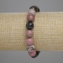 Brățară din rodonit, mărgele facetate de 10 mm, lungime 18 cm +/-, pe elastic