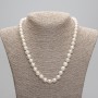 Colier din perle de apă dulce naturale 9-10×8-8 mm, 5 mm +/-; lungime 45 cm +/- 5 cm, lanț de prelungire