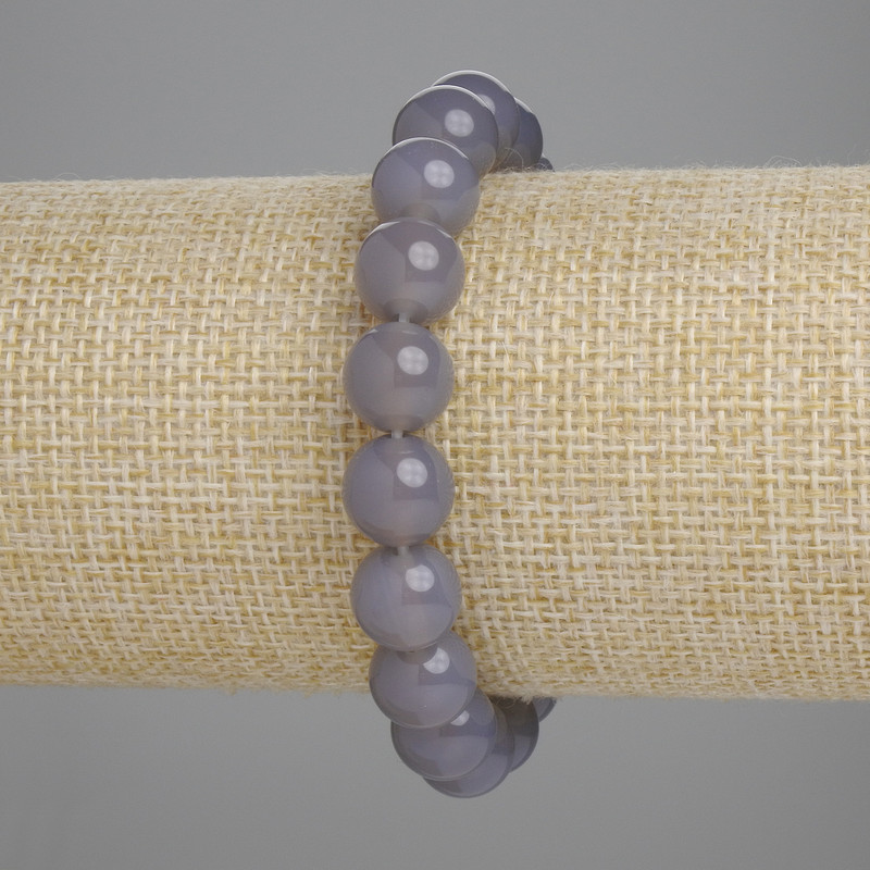 Brățară din agat fumuriu, mărgele netede, diametru 10 mm+-, lungime 18 cm+-, elastic