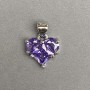 Pandantiv inimă, cu strasuri mov, metal argintiu, diametrul 10×12 mm, lungimea 17 mm ±