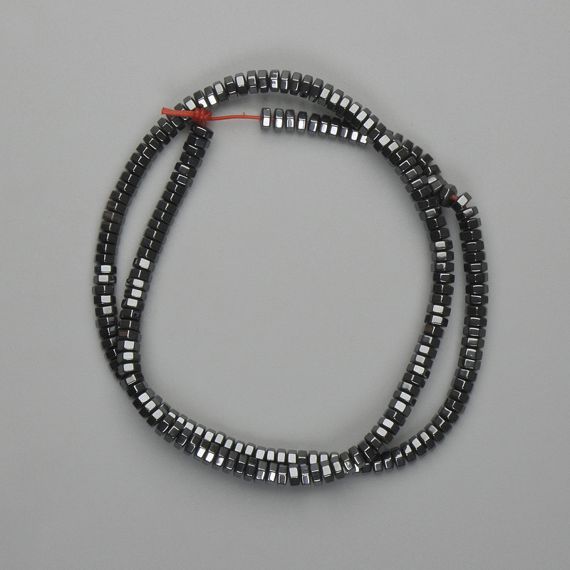 Mărgele hematit facetate rondel 4×1,5 mm, lungime 40 cm