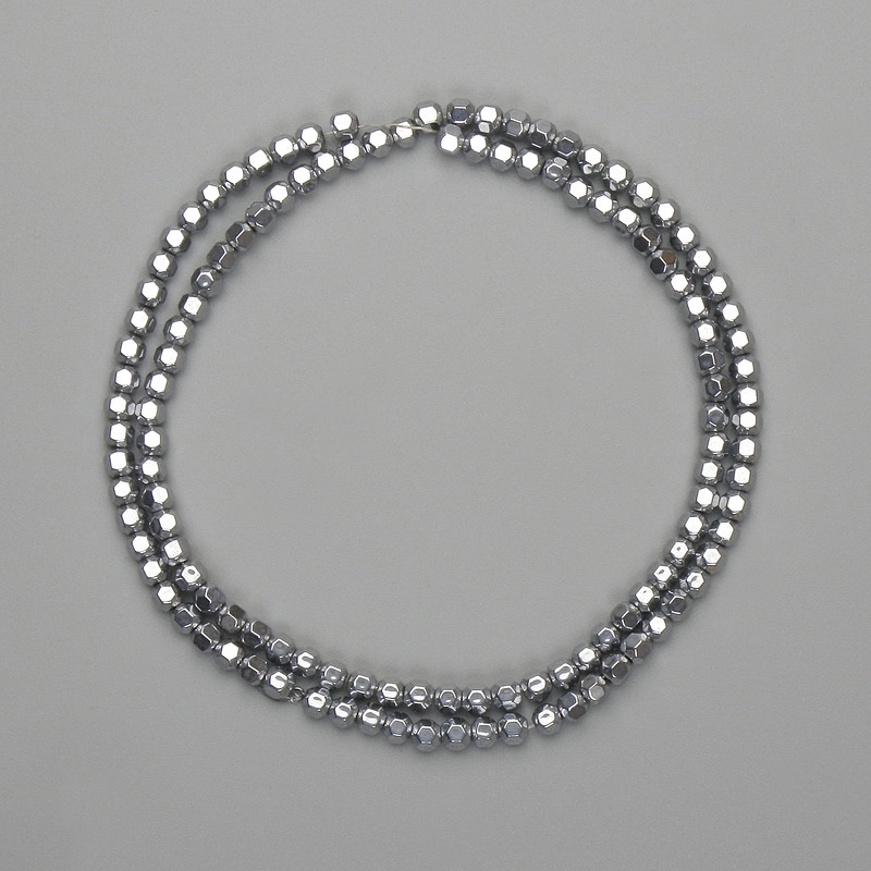 Mărgele din hematit, formă de sferă tăiată, 3,5×4 mm, culoare argintiu, lungime 39 cm+