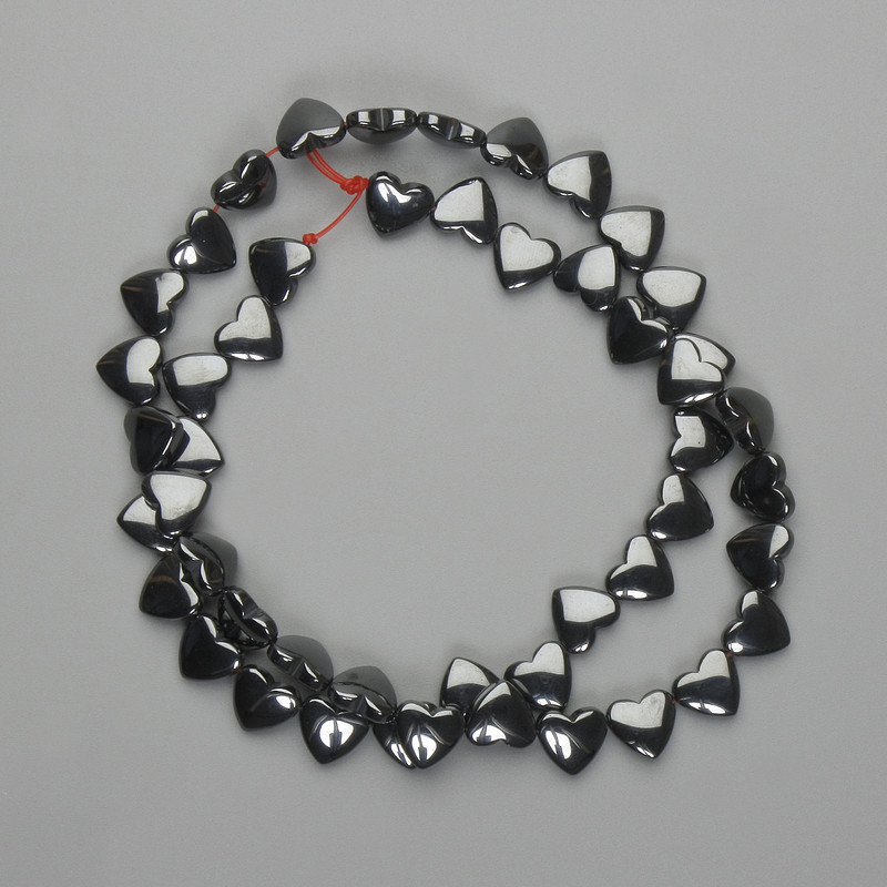 Mărgele din hematit în formă de inimă 8×8 mm ±, lungime 40 cm ±