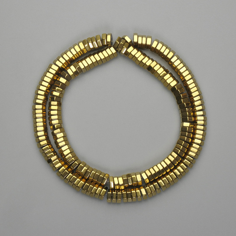 Mărgele de hematit, rondel facetat, 6×2 mm ± culoare aurie, lungime 40 cm+