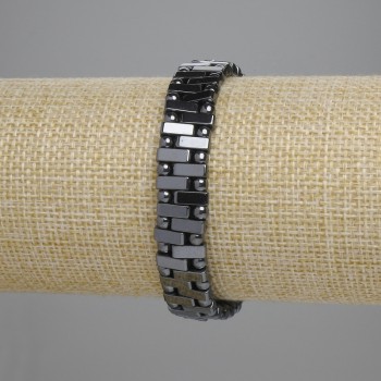 Brățară cu hematit 11×3 mm±, mărgele de 3 mm±, lungime 18 cm±, elastică