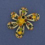 Broșă floare cu strasuri, metal auriu, 46×47 mm+