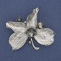 Broșă-pandantiv Frunză, strasuri, metal argintiu, 60×63 mm+