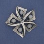 Broșă Accent cu ochi de pisică gri, metal argintiu, 60 mm+