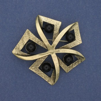 Broșă Accent agat, metal auriu 60 mm+