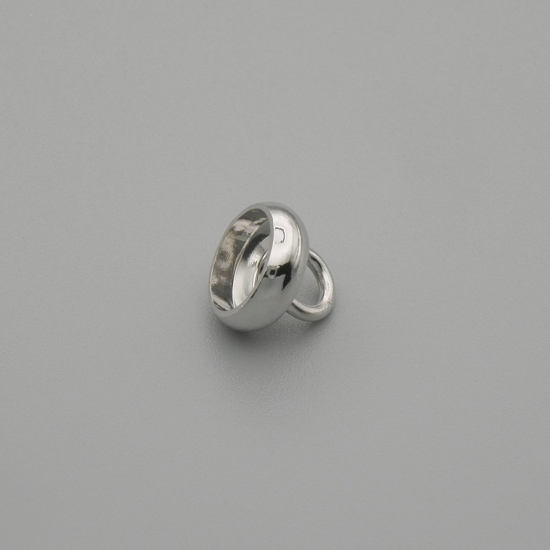 Capăt terminal pentru mărgele - culoare metalică argintie, diametru 8×1 mm ±, gaură de 3 mm