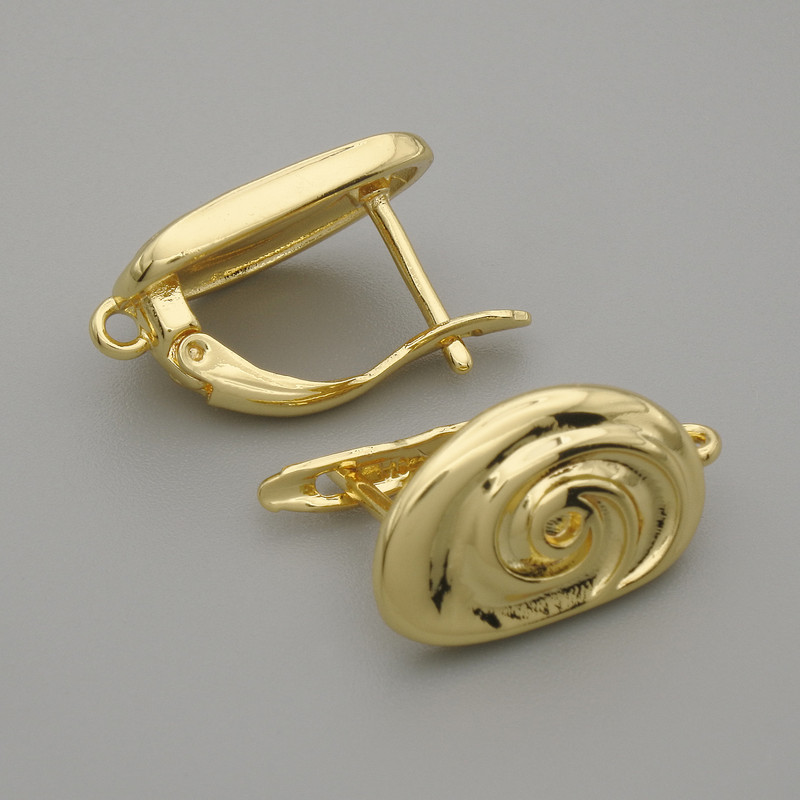Știfturi pentru cercei din metal auriu, 16,5×10 mm, pereche