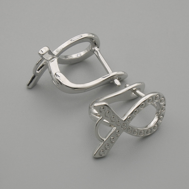 Știfturi pentru cercei din metal argintiu, 16×11 mm, pereche