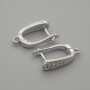 Știfturi pentru cercei, cu strasuri albe, metal argintiu, 15×4 mm, pereche