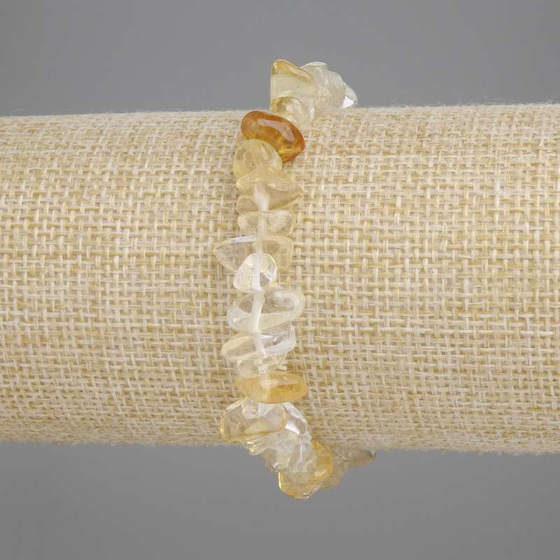 Brățară din citrin «Cioburi», diametrul 5-9×2-6 mm ±, lungime 18 cm ±, pe bază elastică