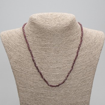 Colier cu granat facetat, mărgele de 3 mm, lungime 45 cm, cu închizătoare