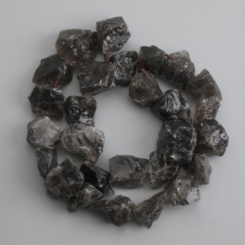 Mărgele din topaz fumuriu netratat, diametrul 15–20×8–20 mm, lungime 40 cm ±