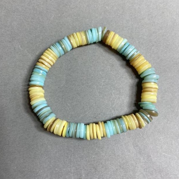 Brățară din scoici Skafarka, rondel, diametrul 8×2 mm, lungime 18 cm, cu elastic