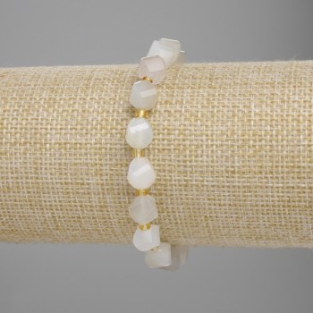 Brățară din bilomorit, rombi facetate, diametrul 8×7 mm ±, mărgele 3 mm ±, lungime 18 cm ±, pe șnur elastic