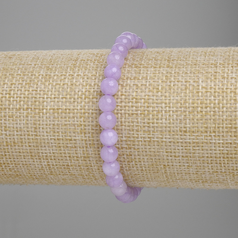 Brățară cu kunzit, bile netede, diametru 6 mm, lungime 18 cm, elastic