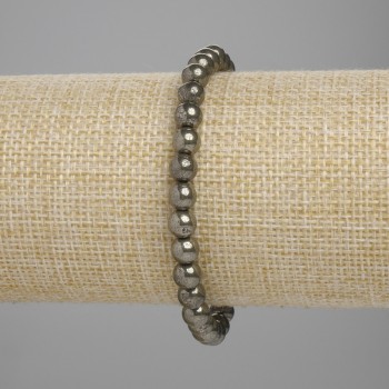 Brățară din pirita, bile netede, diametrul 6 mm, lungime 18 cm, extensibilă