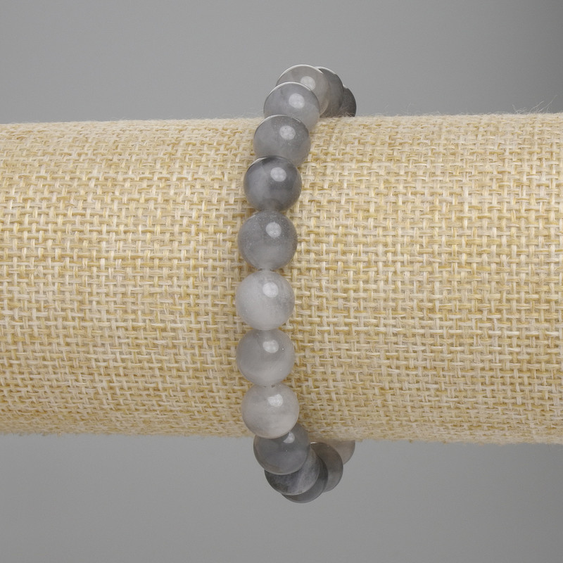 Brățară din agat fumuriu, mărgele rotunde netede, diametru 9 mm ±, lungime 18 cm ±, elastic