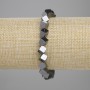 Brățară din hematit cu cuburi, cu deschidere transversală 5×5, 5 mm, lungime 18 cm, elastic