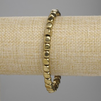 Brățară cu hematit cub, diametru 5,5×5,5 mm, culoare aurie, lungime 18 cm±, pe elastic