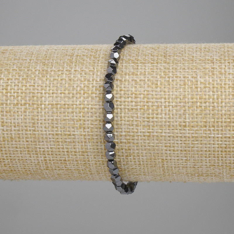 Brățară din hematit multifacetat, diametru 3,5×4 mm, lungime 18 cm, elastică
